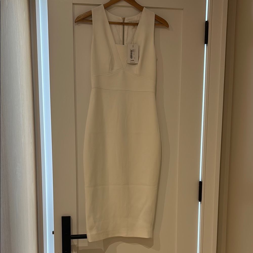 Ted Baker White Sheath Midi Dress V-Neck Sleeveless
